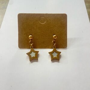 Gold Star Dangle Earrings
